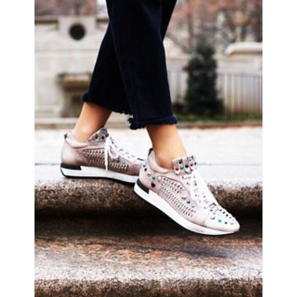 Free People Collection Orbit Embellished Platform Sneakers Beaded Women’s Sz 8.5 - Picture 1 of 10